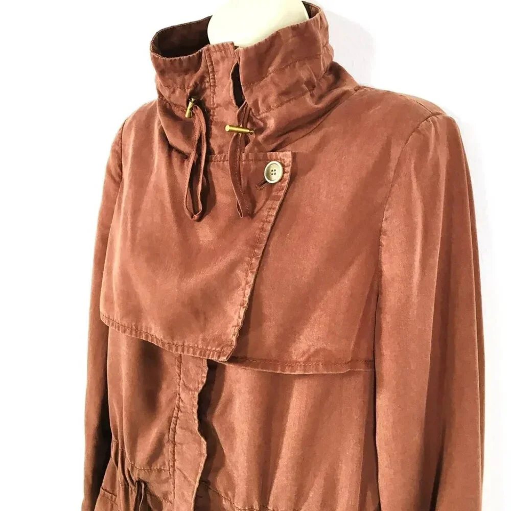 Anthropologie Cartonnier Sz 2 Cargo Utility Safari Rust Jacket Drawstring Zip
